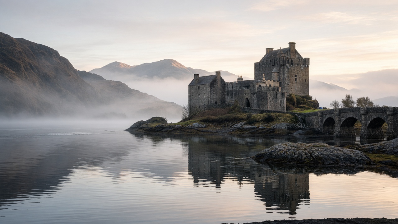 Loch and castle country scenery
